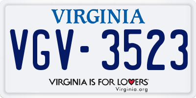 VA license plate VGV3523