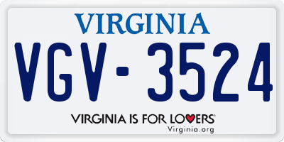 VA license plate VGV3524