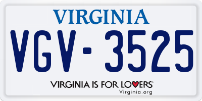 VA license plate VGV3525