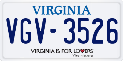 VA license plate VGV3526