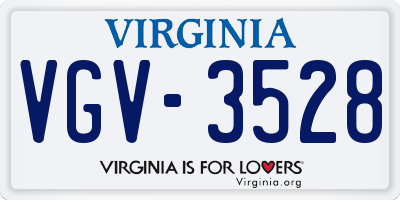 VA license plate VGV3528