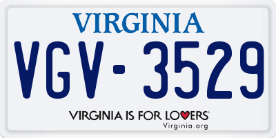 VA license plate VGV3529
