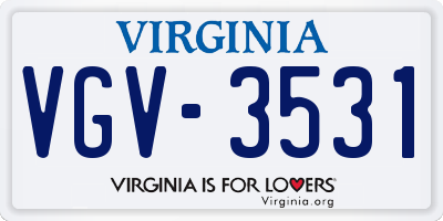 VA license plate VGV3531