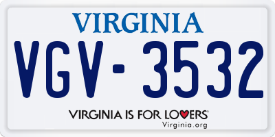 VA license plate VGV3532