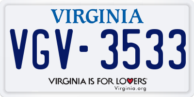 VA license plate VGV3533