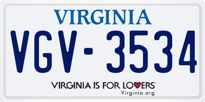 VA license plate VGV3534