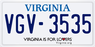 VA license plate VGV3535