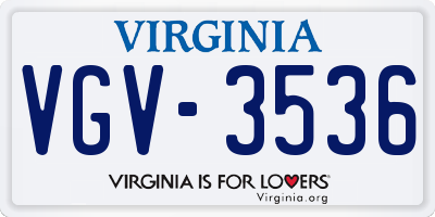 VA license plate VGV3536