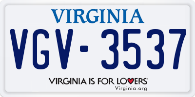VA license plate VGV3537