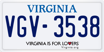 VA license plate VGV3538