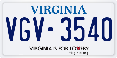 VA license plate VGV3540