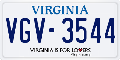 VA license plate VGV3544