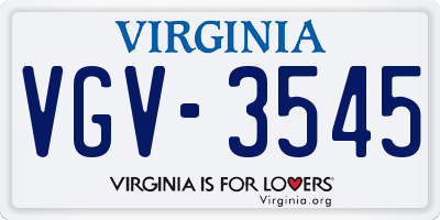 VA license plate VGV3545