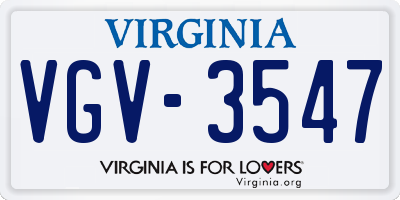 VA license plate VGV3547