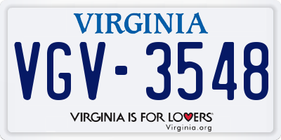 VA license plate VGV3548