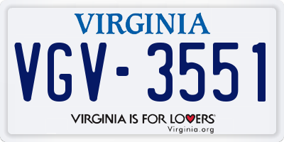 VA license plate VGV3551