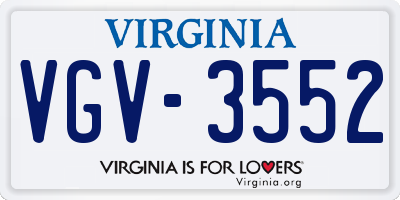 VA license plate VGV3552