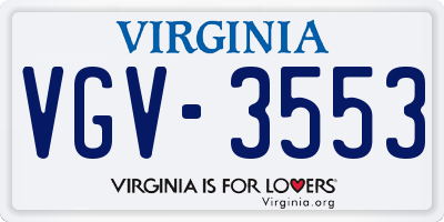 VA license plate VGV3553