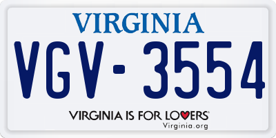 VA license plate VGV3554