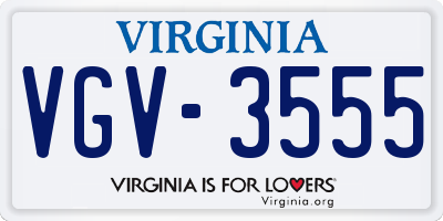 VA license plate VGV3555