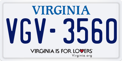 VA license plate VGV3560