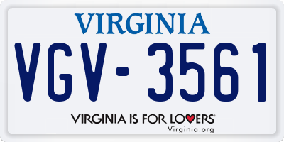 VA license plate VGV3561