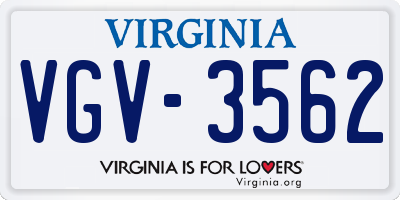 VA license plate VGV3562