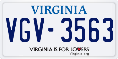 VA license plate VGV3563