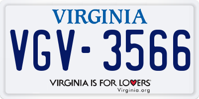 VA license plate VGV3566