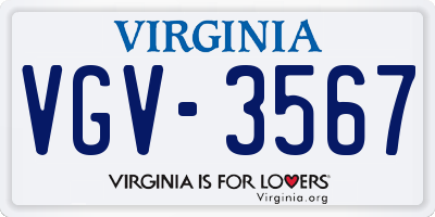 VA license plate VGV3567