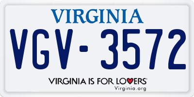 VA license plate VGV3572
