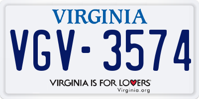 VA license plate VGV3574
