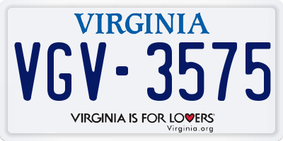 VA license plate VGV3575