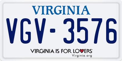 VA license plate VGV3576