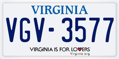 VA license plate VGV3577
