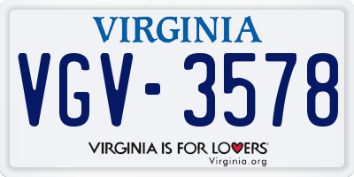 VA license plate VGV3578