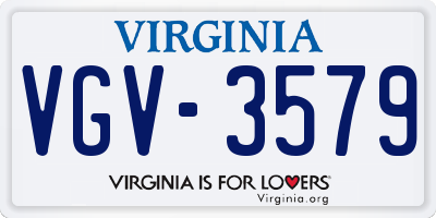 VA license plate VGV3579