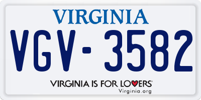 VA license plate VGV3582