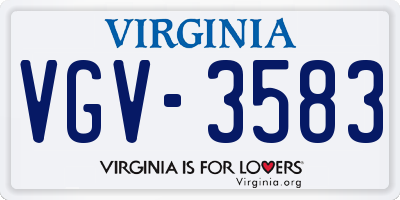 VA license plate VGV3583