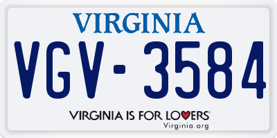 VA license plate VGV3584