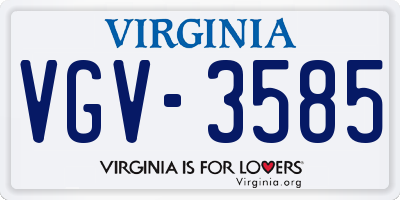 VA license plate VGV3585