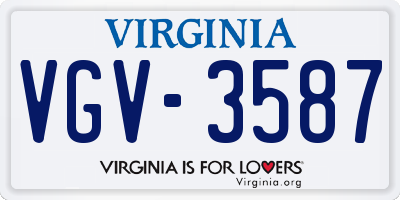 VA license plate VGV3587