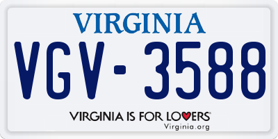 VA license plate VGV3588