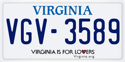VA license plate VGV3589