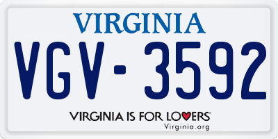 VA license plate VGV3592