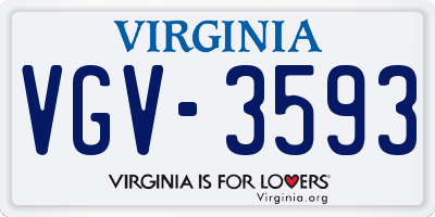VA license plate VGV3593