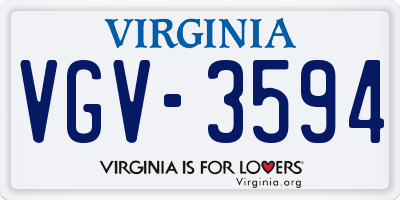 VA license plate VGV3594