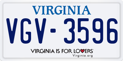VA license plate VGV3596