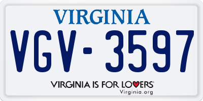 VA license plate VGV3597