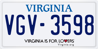 VA license plate VGV3598